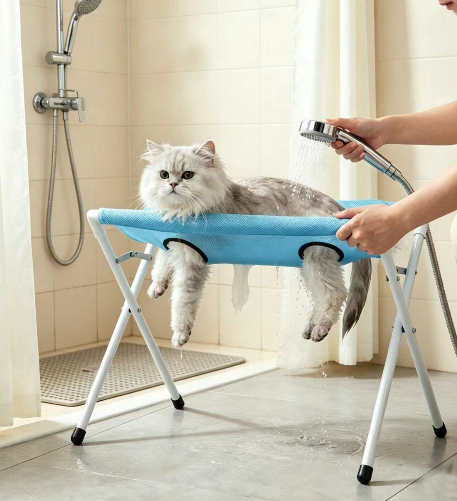 Foldable Pet Bath & Grooming Hammock Stand