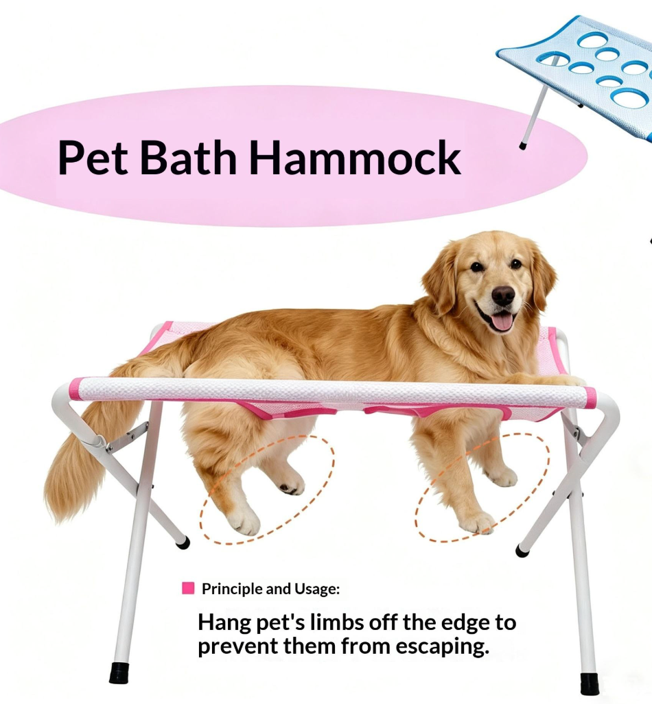 Foldable Pet Bath & Grooming Hammock Stand