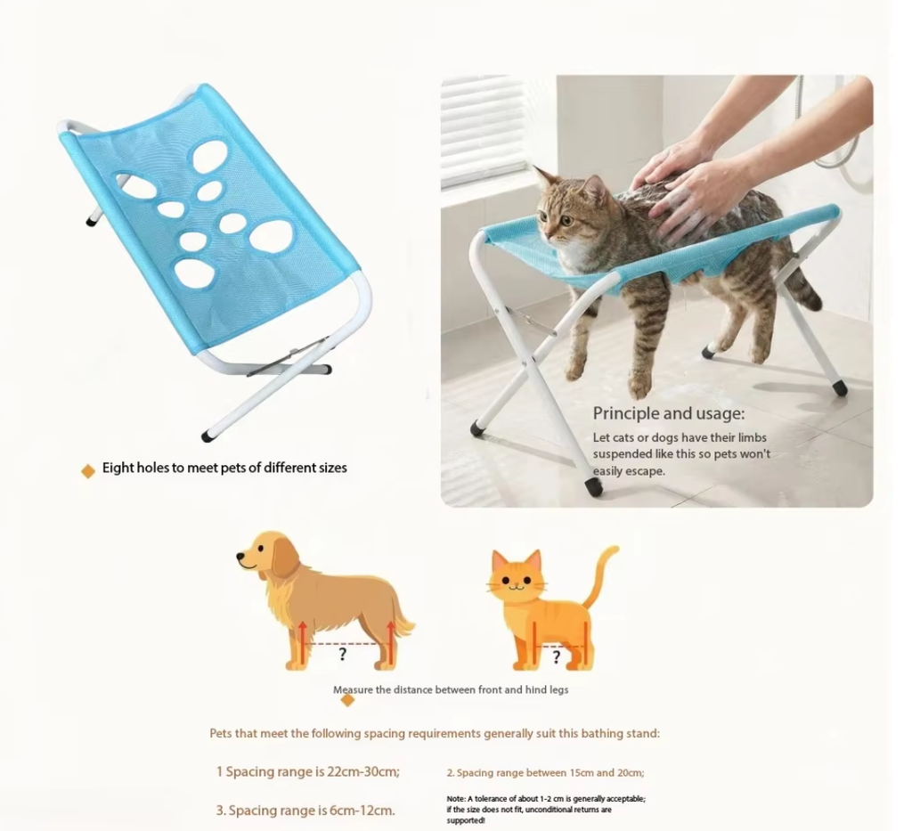 Foldable Pet Bath & Grooming Hammock Stand